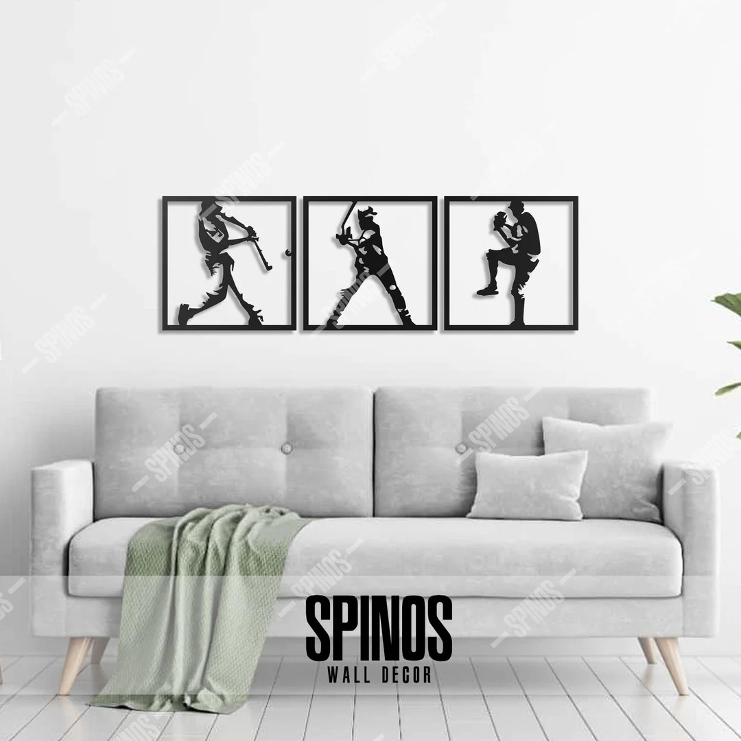 Baseball Wood Wall Art - 3 Piece Sports Decor | Etsy (US)