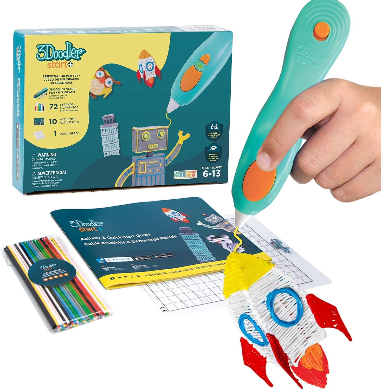 3Doodler Start+ Essentials (2023) 3D Pen Set for Kids, Easy to Use, Learn from Home Art Activity Set, Educational STEM Toy for Boys & Girls Ages 6+, 9.06 x 6.02 x 2.56 inches | Amazon (US)