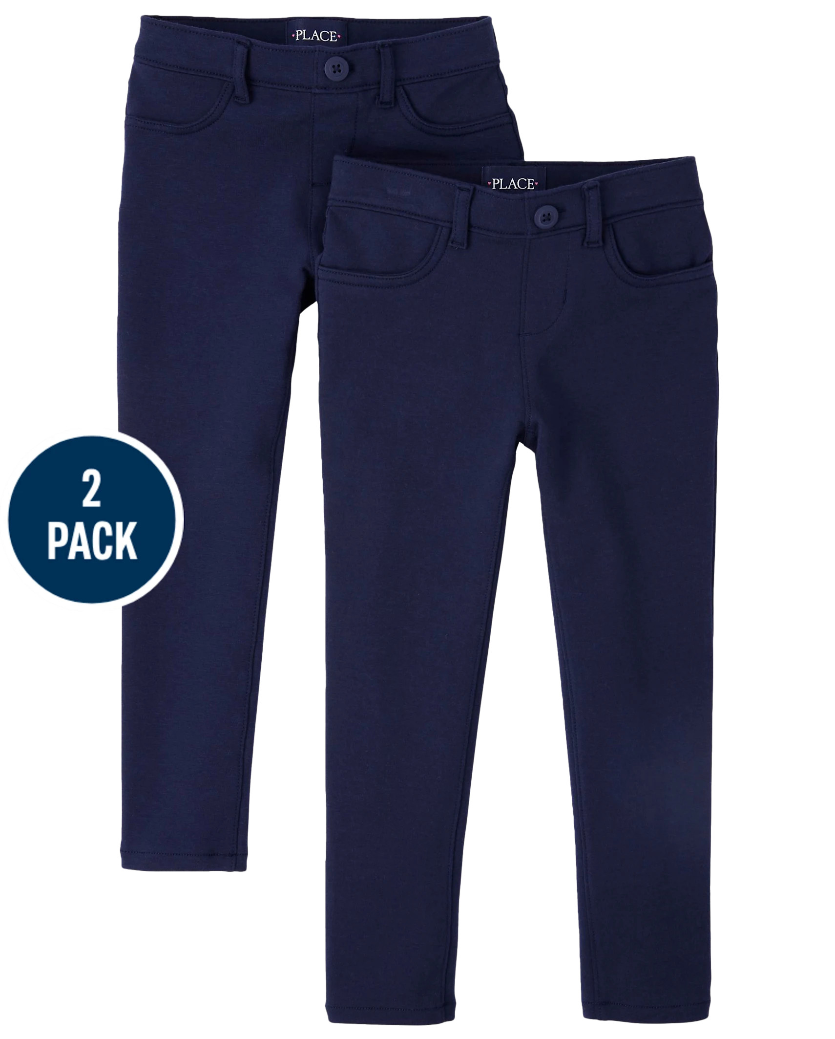 Girls Uniform Ponte Knit Pull On Jeggings 2-Pack - tidal | The Children's Place