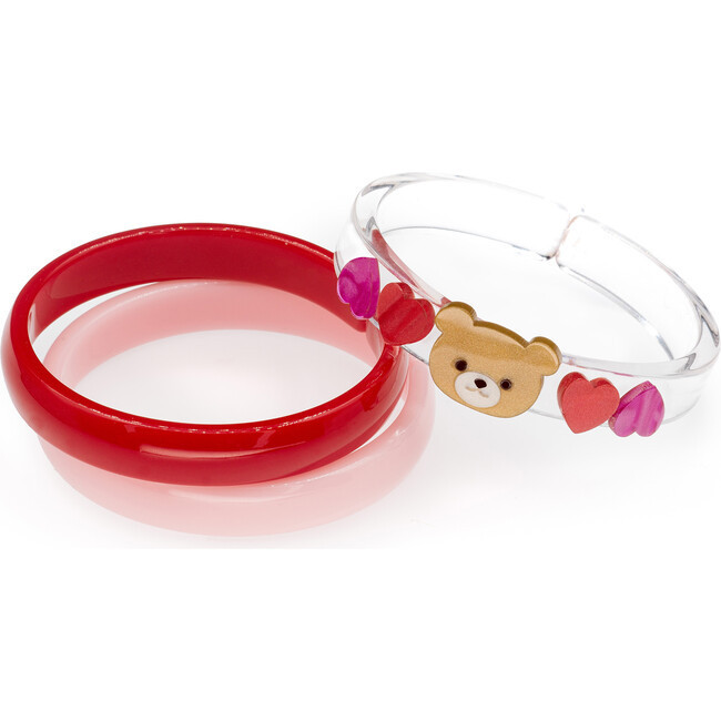 Bear With Hearts Pearlized Bangles, Red & Red (Set Of 2) | Maisonette