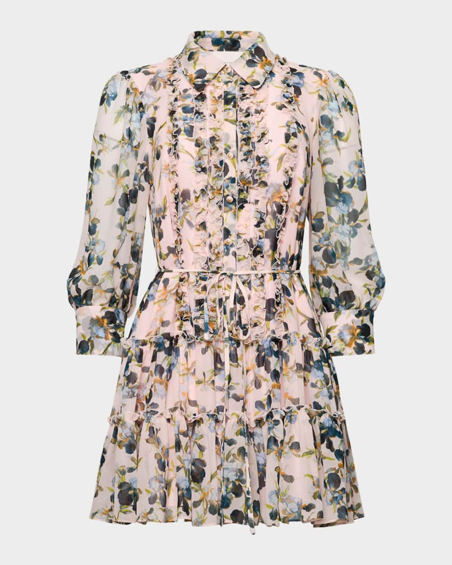 Cinq a Sept Trailing Iris Mini Shirtdress | Neiman Marcus