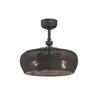 ARRANMORE LIGHTING & FANS Maribel 22 in. LED Indoor Matte Black Ceiling Fan with Rattan Shade D... | The Home Depot