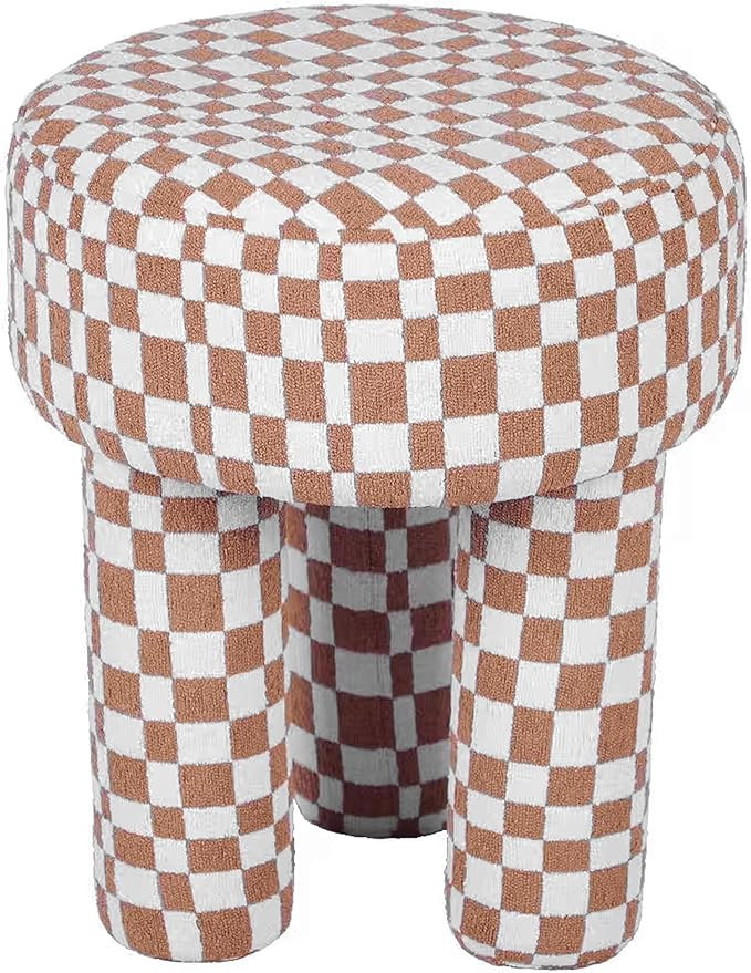 Tov Furniture Claire Brown Checkered Boucle Stool | Amazon (US)