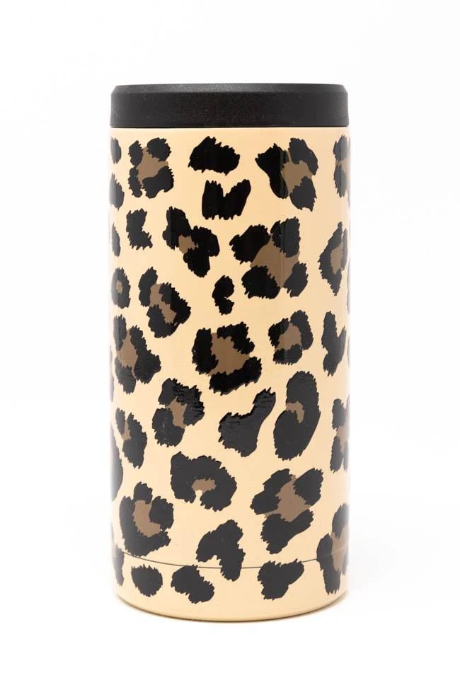 Tropical Breeze 12oz Brown Animal Print Can Cooler FINAL SALE | The Pink Lily Boutique