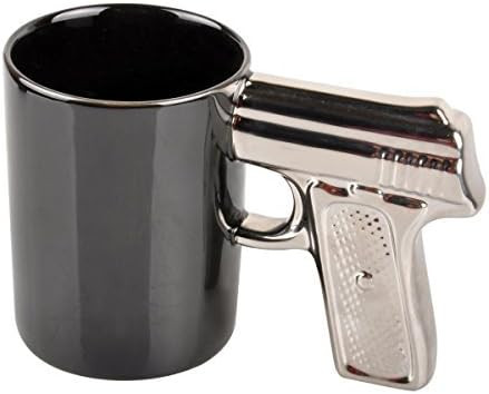 HLJgift Novelty Ceramic Coffee Mugs Gun Mugs Pistol Cup for amazing gift Black&Silver | Amazon (US)