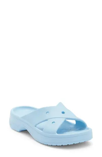 CROCS Cross Strap Slide Sandal in Blue Calcite at Nordstrom Rack, Size 6 | Nordstrom Rack