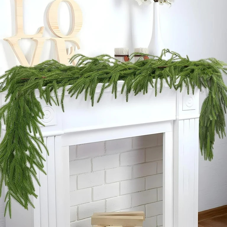 2 Pcs Real Touch Norfolk Pine Garland - 9 Ft Artificial Christmas Garland Faux Pine Greenery Garl... | Walmart (US)