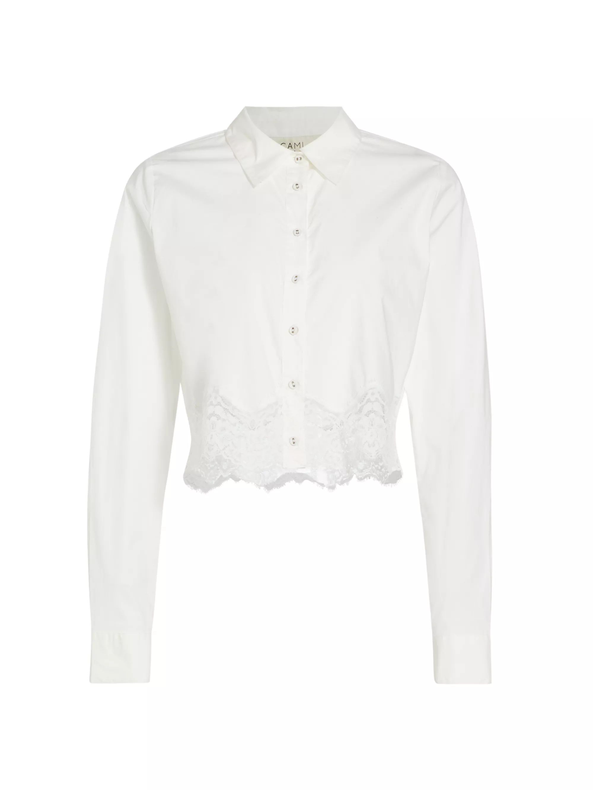 Sora Lace-Hem Cropped Blouse | Saks Fifth Avenue