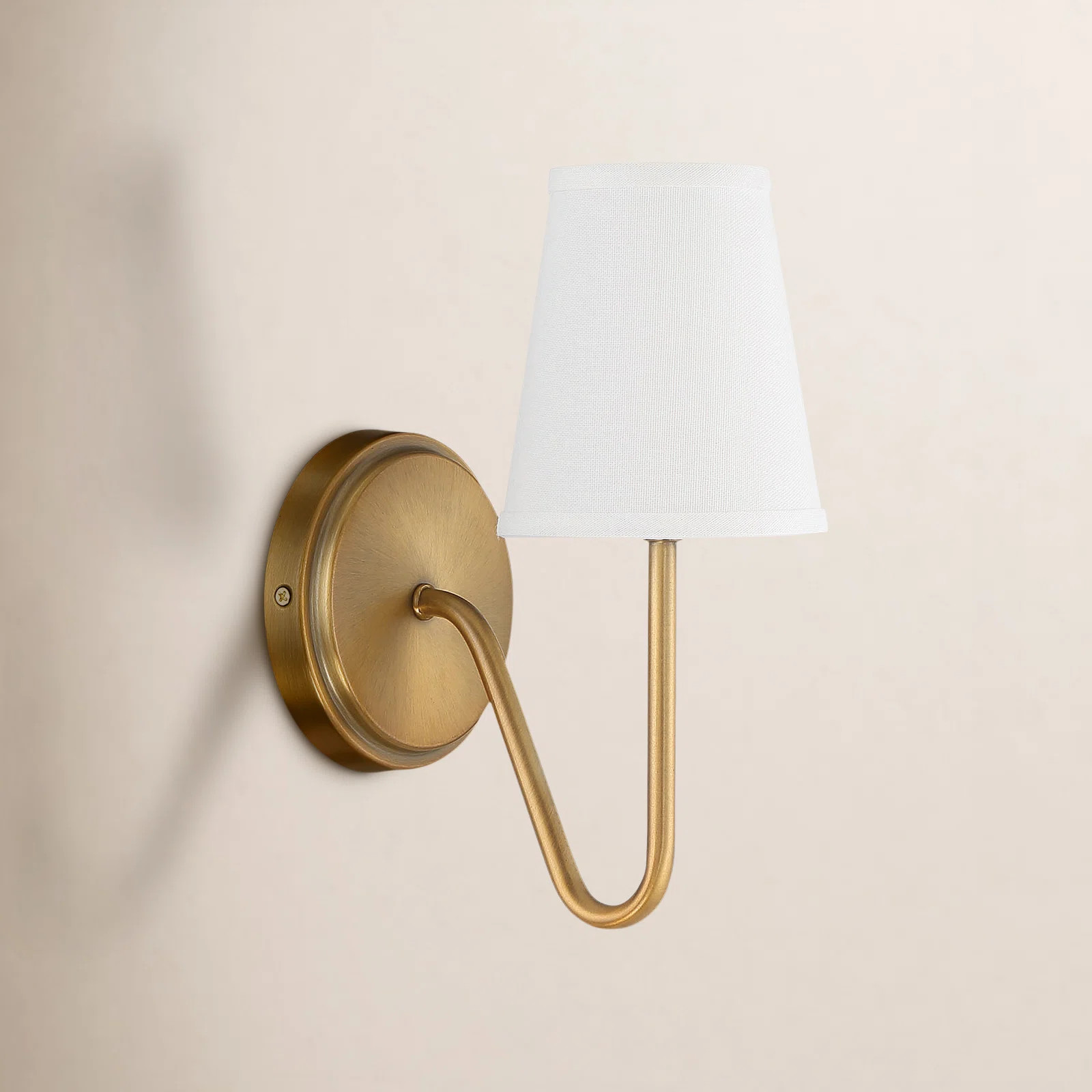 Ponta 1 - Light Dimmable Armed Sconce in Natural Brass | Wayfair North America