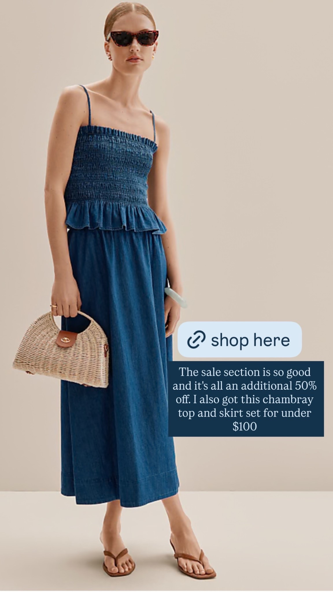 The sale section is so good and it's all an additional 50% off. I also got this chambray top and skirt set for under $100