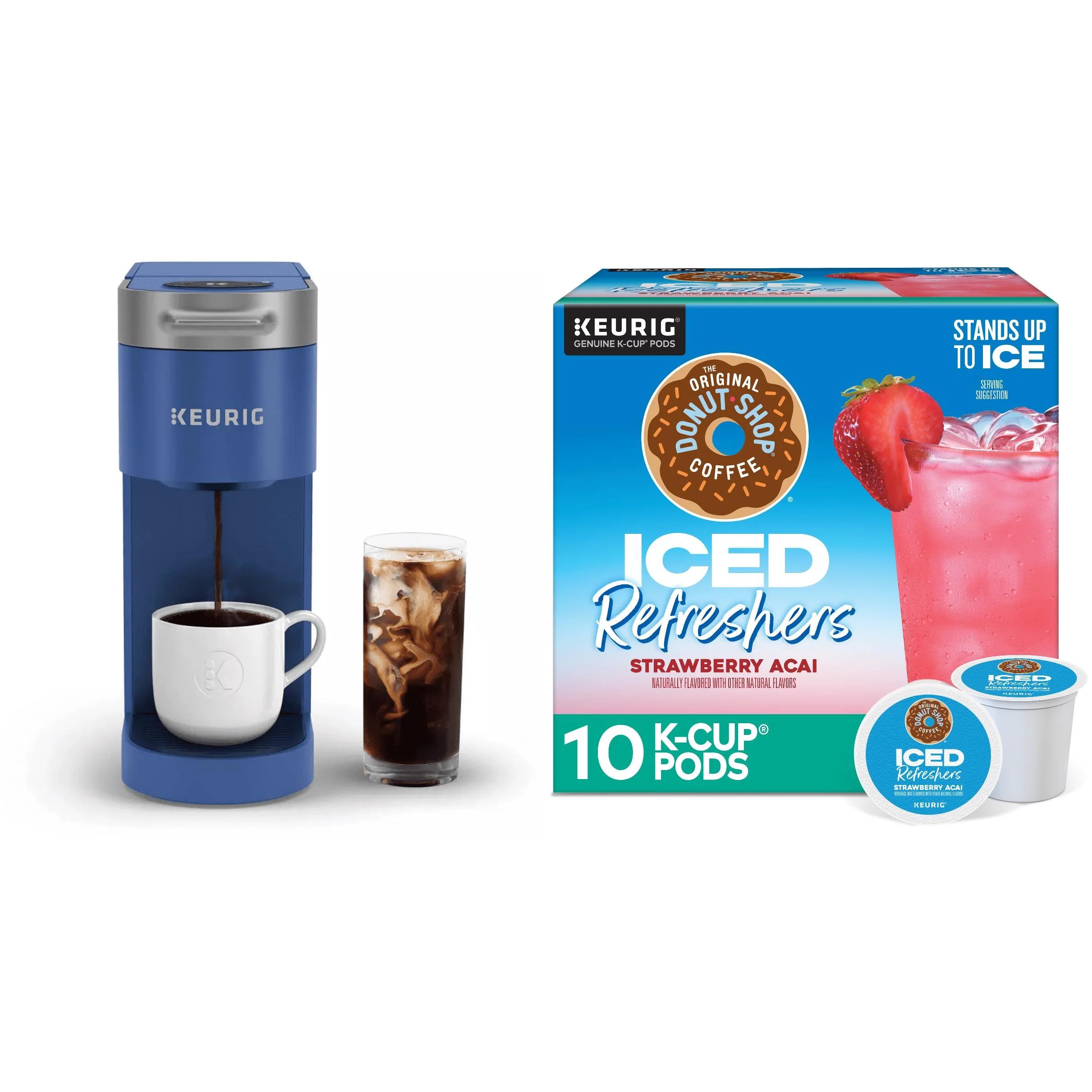 Keurig K-Slim + ICED Single-Serve Coffee Maker, Blue with Iced Refreshers Strawberry Acai Flavor ... | Walmart (US)