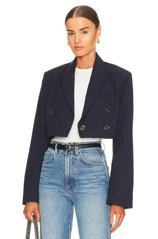 L'Academie Aven Blazer in Navy & Blue Stripe from Revolve.com | Revolve Clothing (Global)