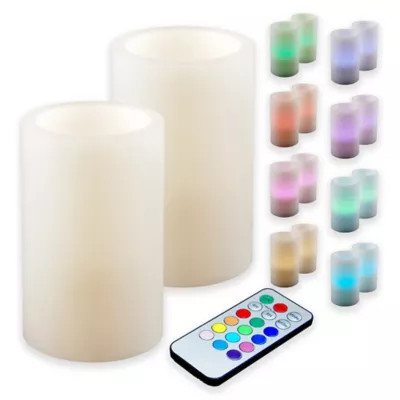 Multi Color Battery Operated Wax Candles with Remote Control (Set of 2) | Bed Bath & Beyond