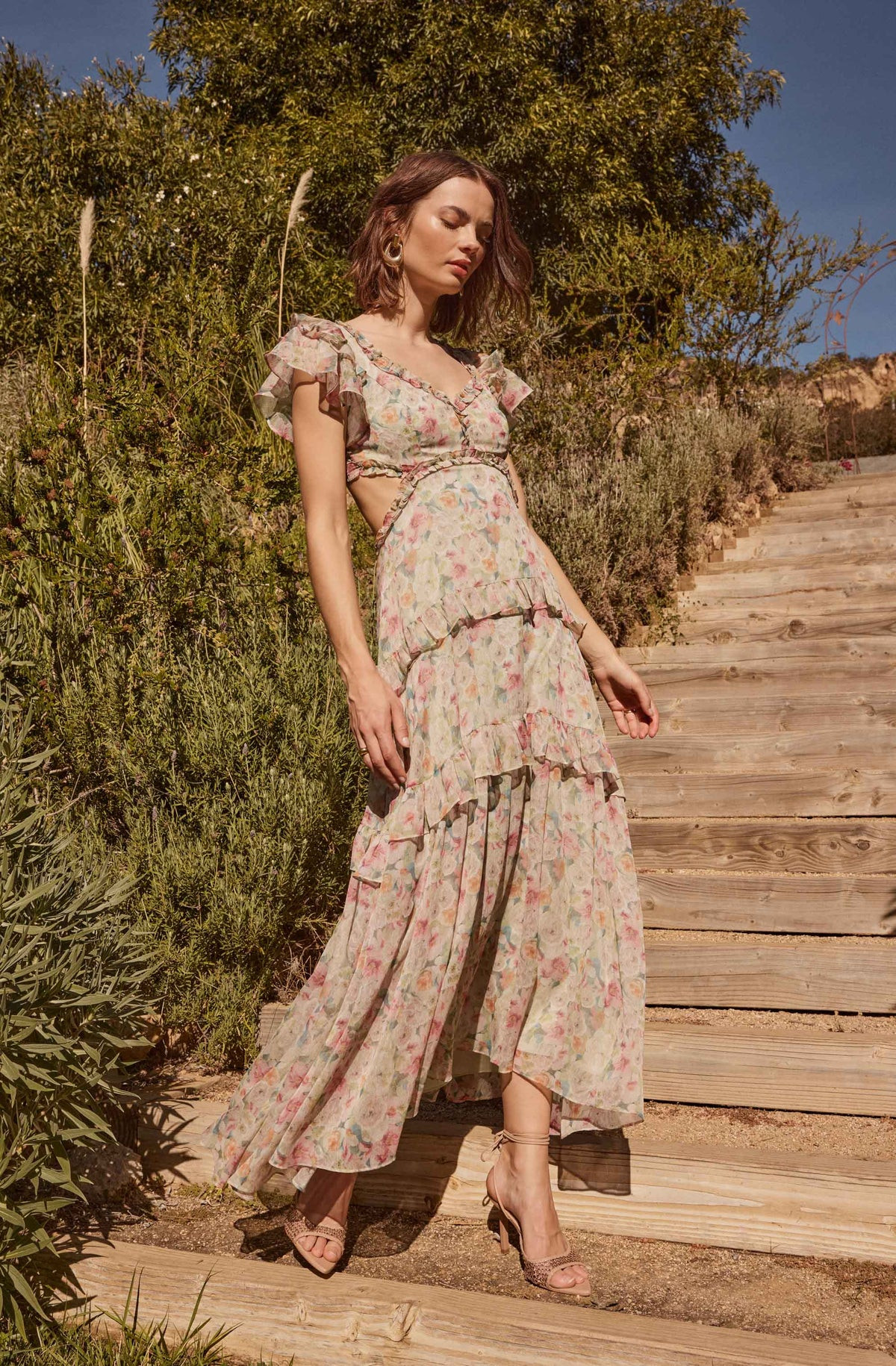 Mable Floral Tiered Ruffle Maxi Dress | ASTR The Label (US)