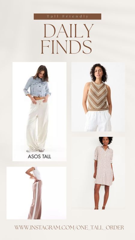 Extra long wide leg pull on pants from Asos, linen blend dresses at Old Navy, summer sweaters at Gap and Banana Republic

Tall, Tall Finds, Tall Fashion, Summer Fashion, Summer Dress, Vacation outfit, Summer wedding, Memorial Day sales 

#LTKFestival #LTKSaleAlert #LTKMidsize