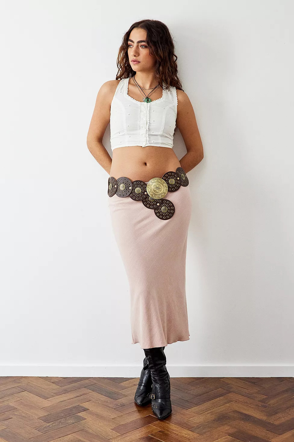 Archive At UO Rose Linen Ashley Midi Skirt | Urban Outfitters (EU)