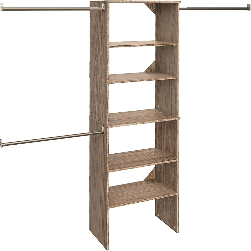 ClosetMaid SuiteSymphony Wood Closet Organizer Starter Kit with Tower and 3 Hang Rods, Shelves, A... | Amazon (US)