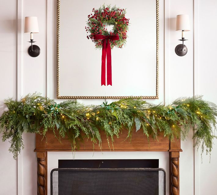 Faux Lit Weeping Pine Garland | Pottery Barn (US)
