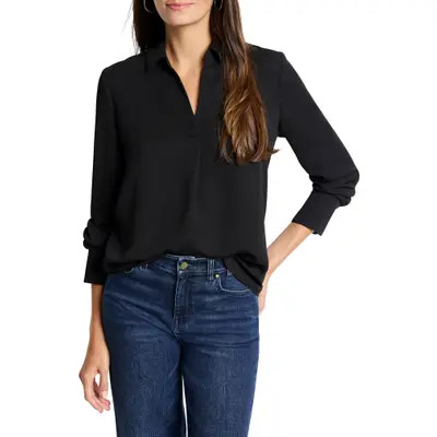 NIC+ZOE Easy Pullover Shirt in Black Onyx at Nordstrom, Size Large | Nordstrom