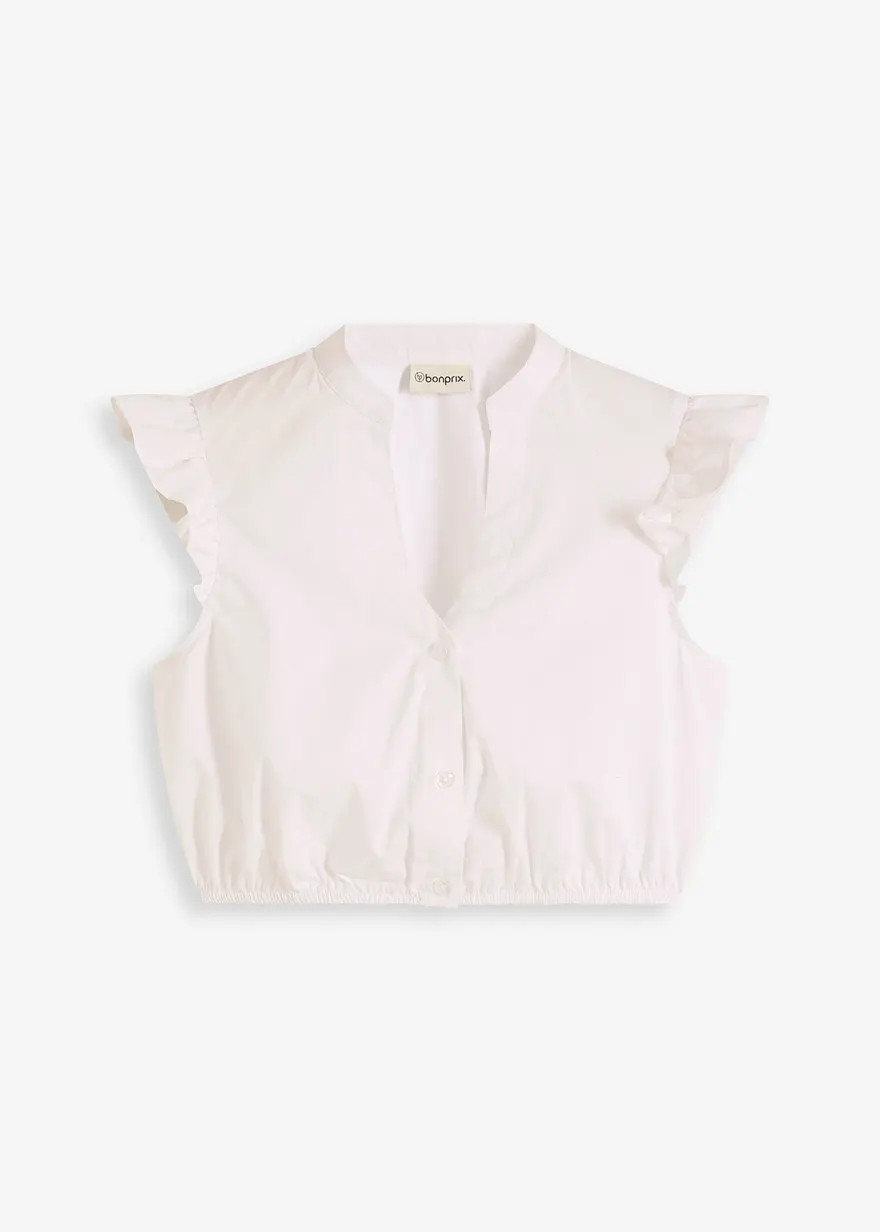 Modern und feminin: Dirndlbluse mit Stehkragen und R\u00fcschen-\u00c4rmel | Bonprix DE
