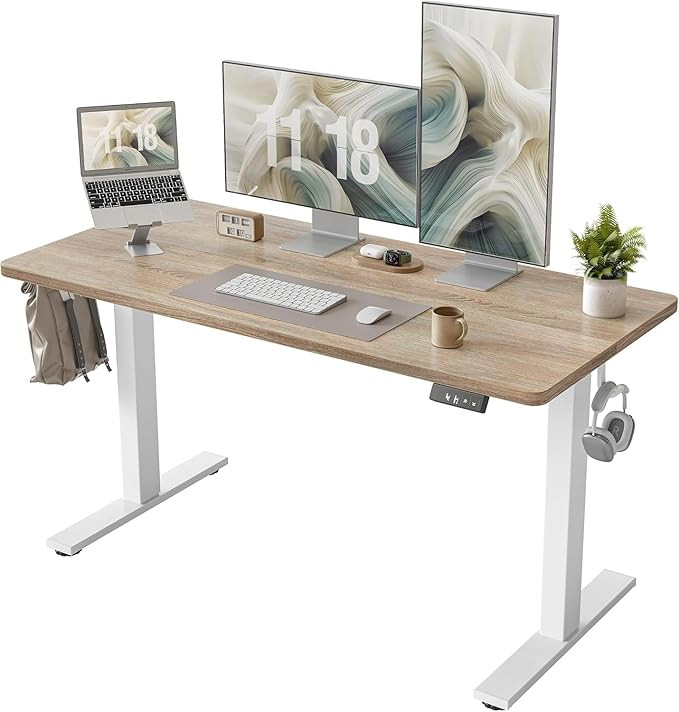 TIQLAB Electric Height Adjustable Standing Desk 47.2×23.6 inch, Sit Stand Desk for Work, Study, ... | Amazon (US)