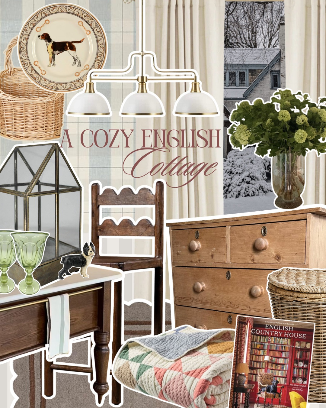 an English cottage kitchen in winter: all wrapped in quilts, steeped in warm tones, and glowing softy long after Christmas has passed. Is there anything truly cozier than seeing vintage, antique, and new pieces come to life together?

#LTKFindsUnder100 #LTKSeasonal #LTKHome