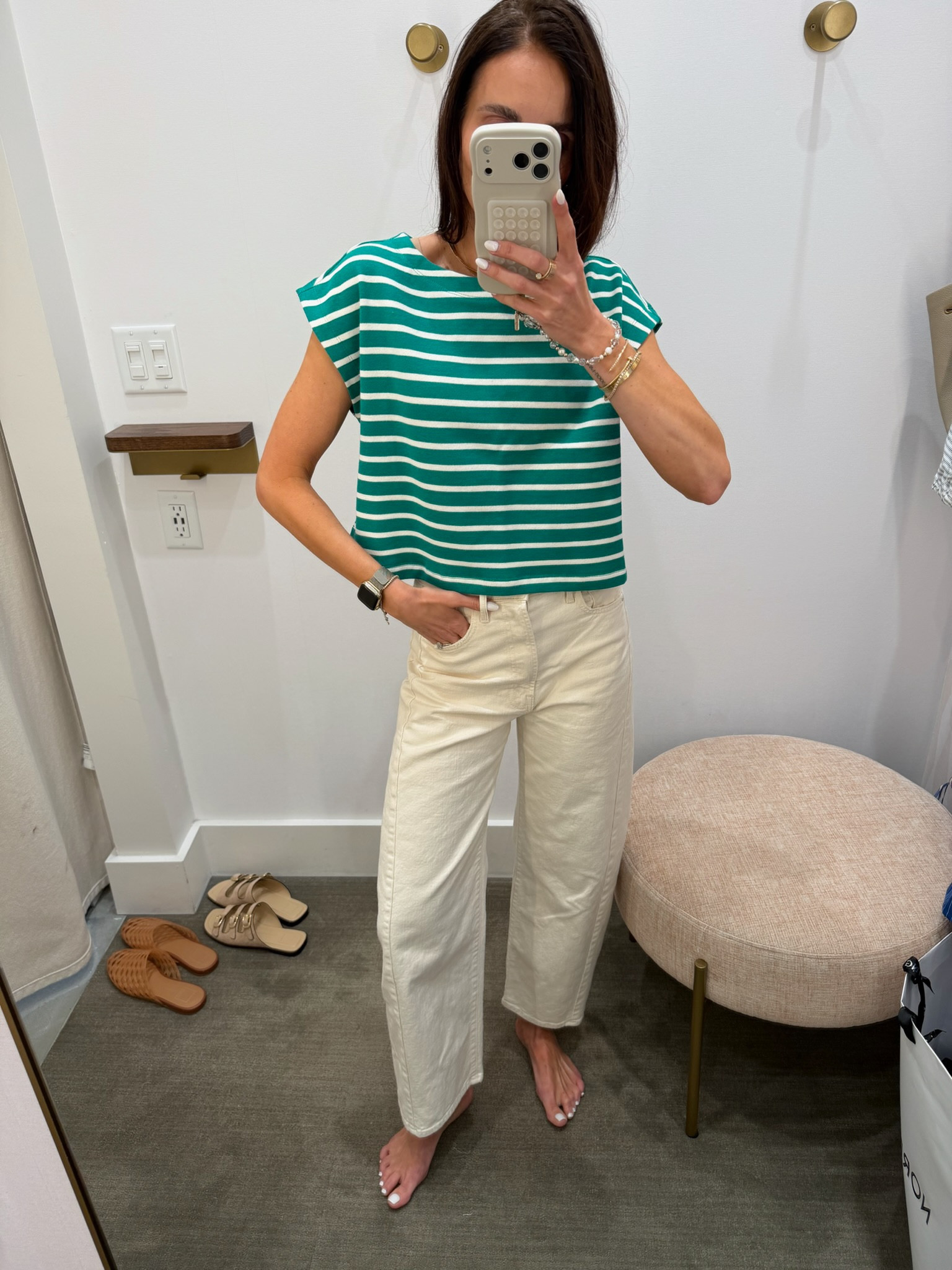 this striped top is so good. such a fun pop of color for spring, structured but still comfy and pairs perfectly with white denim

striped top, spring outfit, casual chic, everyday style, annabrstyle 

#LTKOver40 #LTKSeasonal #LTKootd