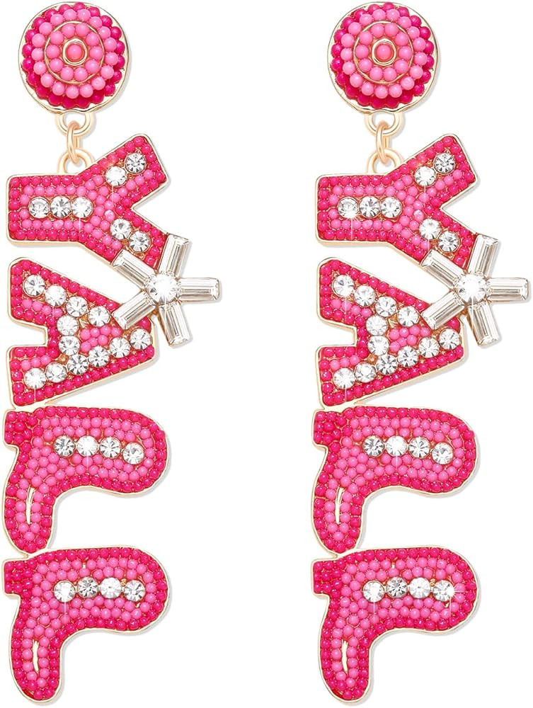 Western Earrings Cute Cowgirl Dangle Beaded Earrings Handmade Crystal Y’ALL Southern Western Dr... | Amazon (US)