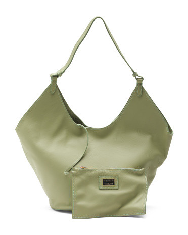 Made In Italy Leather Oval Bottom Hobo | TJ Maxx