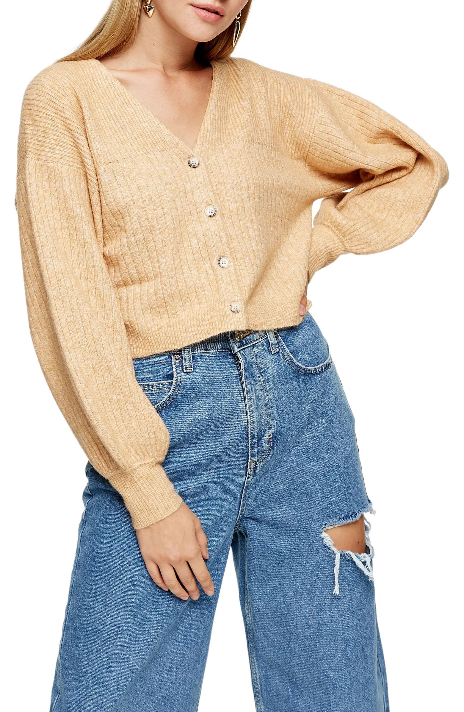 Balloon Sleeve Crop Cardigan | Nordstrom