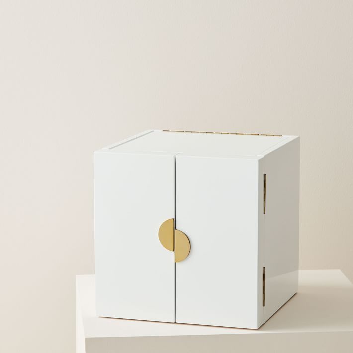 Modern White Lacquer Jewelry Box - Cube | West Elm (US)