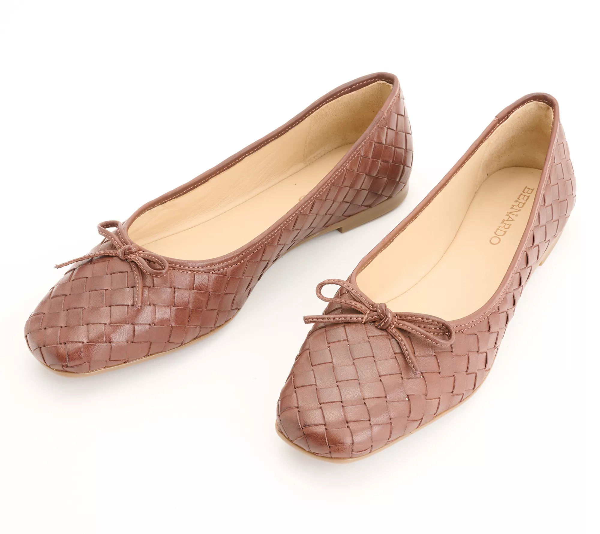 Bernardo Leather Slip-On Ballet Flats - Gwynn Woven - QVC.com | QVC