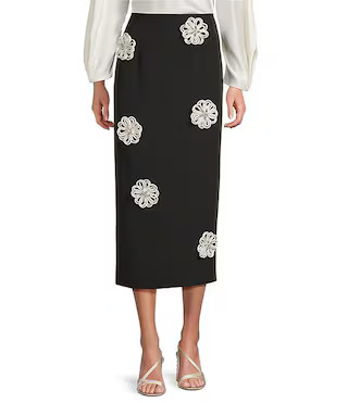 Antonio Melani Jolie Crepe Floral Applique Sheath Midi Skirt | Dillard's | Dillard's