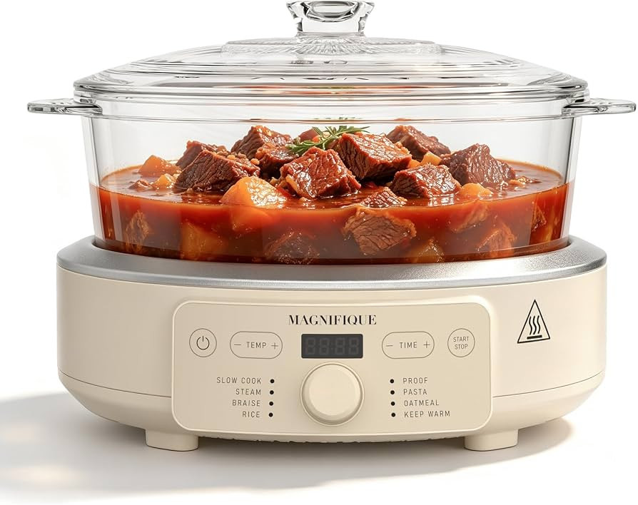 5 Quart Glass Pot Multi-Cooker, with 8-in-1 Casserole Programmable Round Slow Cooker, Dutch Oven,... | Amazon (US)