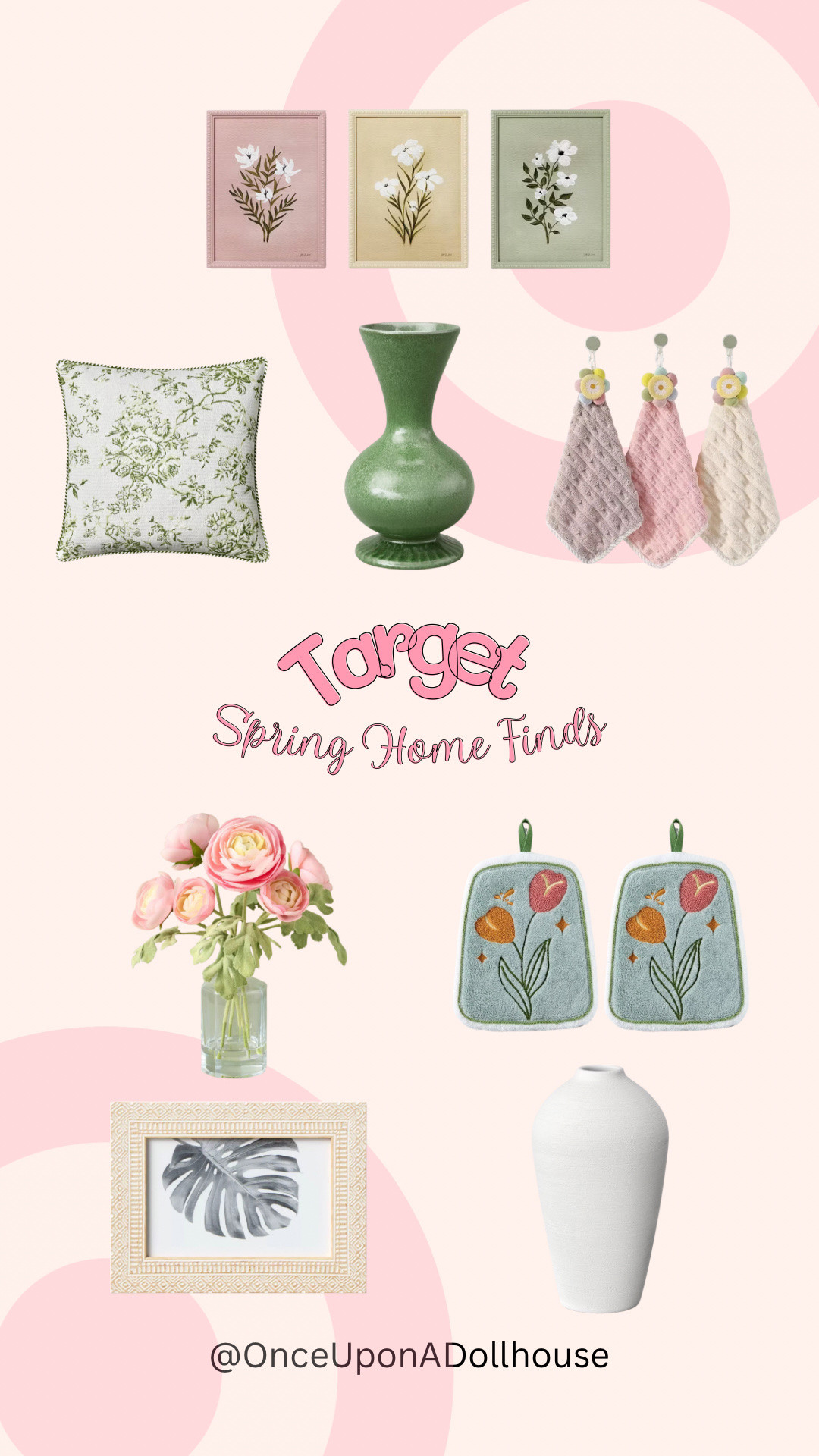 Target Spring Home Finds! 

Vase, pillow, towels, frame art, flower arrangement 

#LTKSeasonal #LTKHome