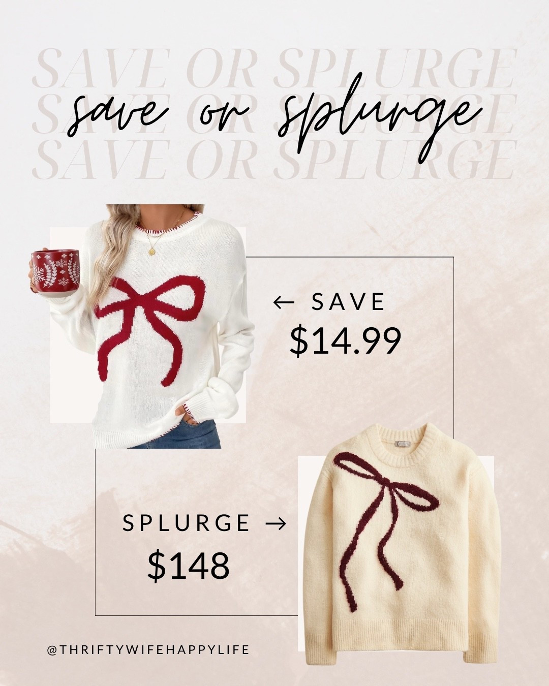  Save or splurge! 🎀I was obsessed with this bow sweater until I saw the price! Luckily I found a similar sweater just as cute for a much lower price point!

#LTKGiftGuide #LTKHoliday #LTKSeasonal