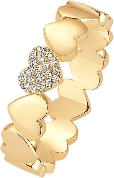 PAVOI 14K Gold Plated Heart Stackable Rings for Women | Love Valentines Statement Chunky Signet R... | Amazon (US)