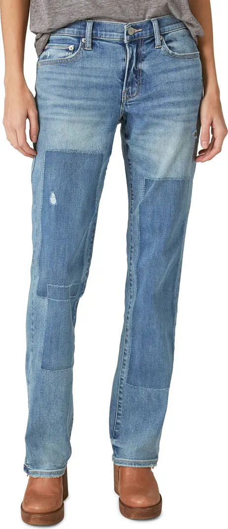 Sweet Straight Patched Mid Rise Straight Leg Jeans | Nordstrom