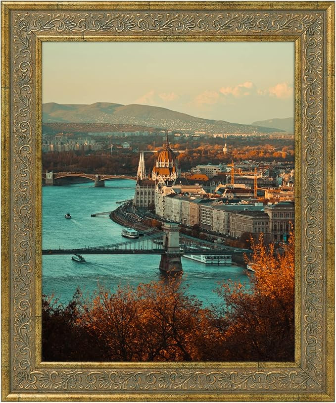 Golden State Art, 8X10 Ornate Finish Photo Frame, Distressed Gold Color, Real Glass | Amazon (US)