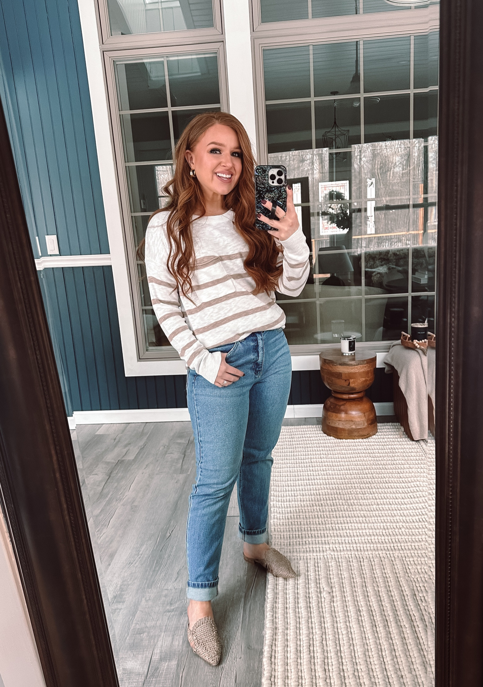 Neutral girl spring outfit ! S/m striped sweater and size 7 true denim straight leg jeans 

#LTKSeasonal #LTKfindsunder100 #LTKstyletip