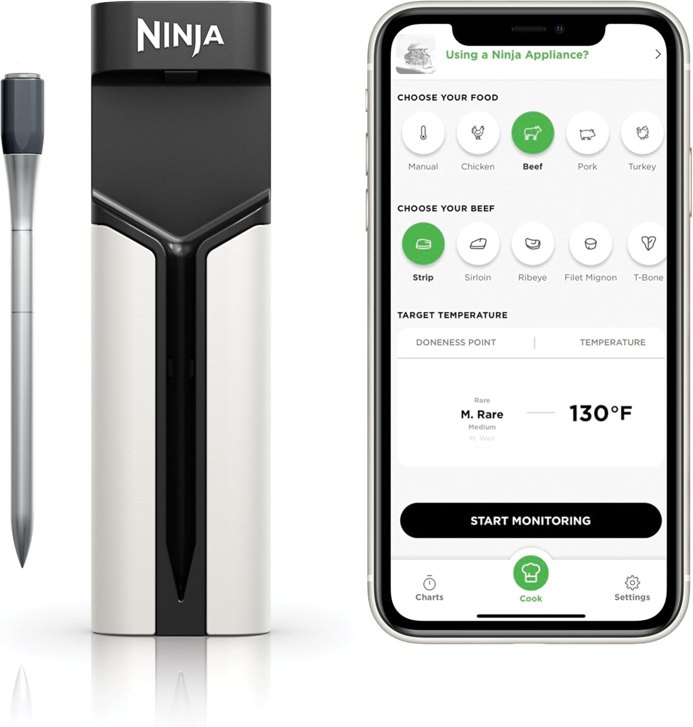 Ninja Meat Thermometer ProChef Wireless Probe for Indoor & Outdoor Air Fryer, Grill, Cooking, Smo... | Amazon (US)