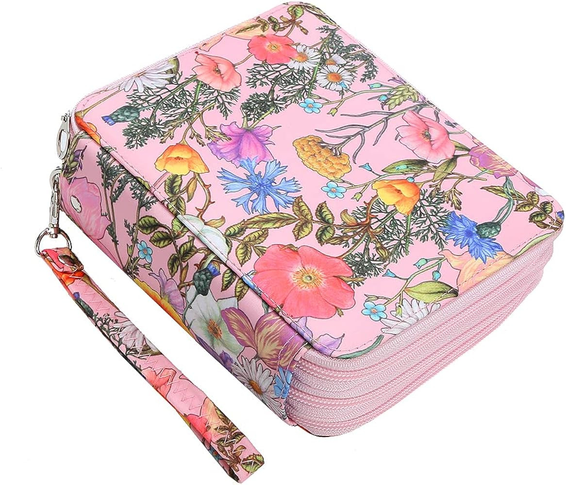 Lbxgap Portable Colored Printing Pattern Morning Glory and Daisy Pencil Case 72 Slots Pencil Bag ... | Amazon (US)