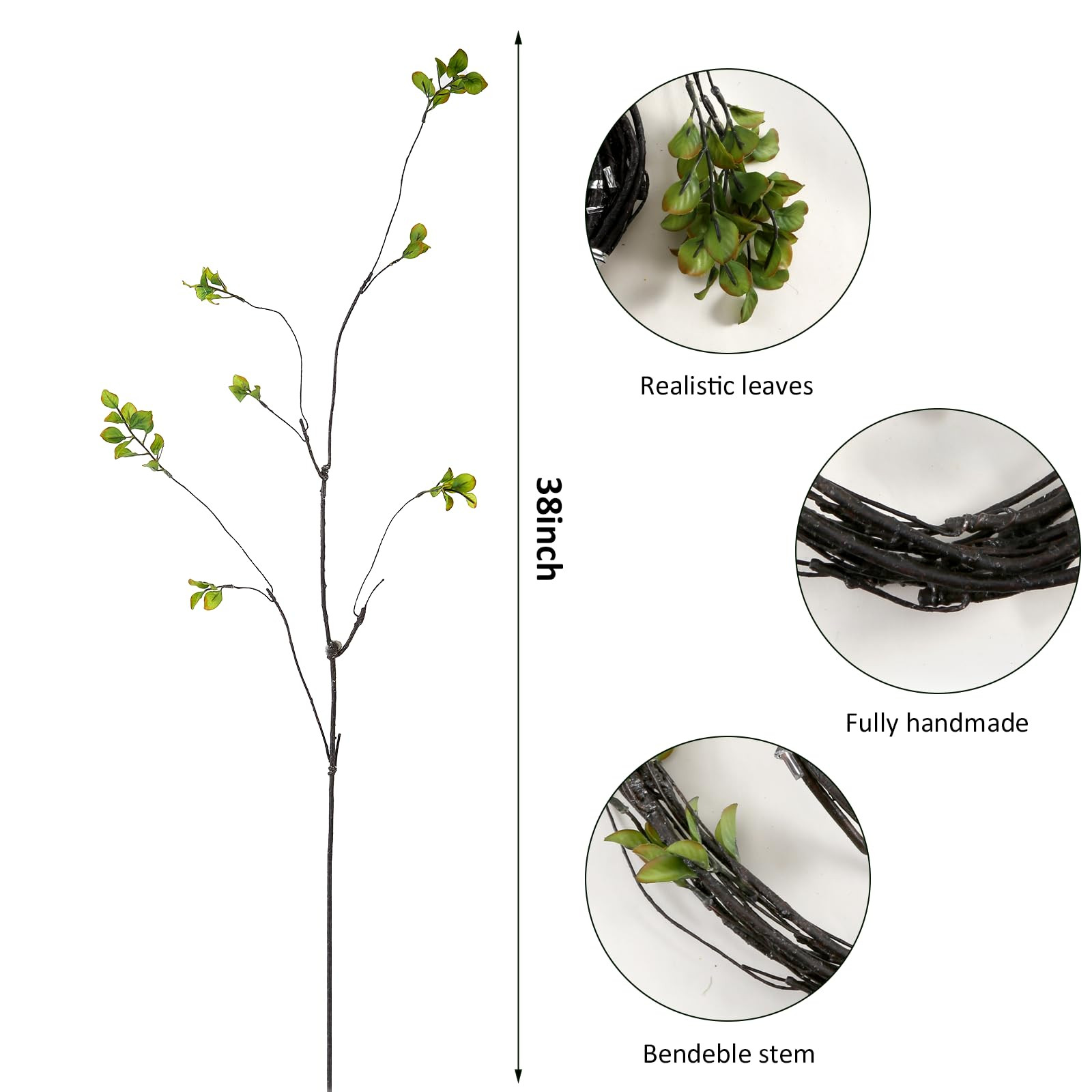 OBDXZHC 38'' 4Pcs Artificial Ficus Branches Fake Greenery Stems Faux Ficus Twig Plants Green Fake... | Amazon (CA)