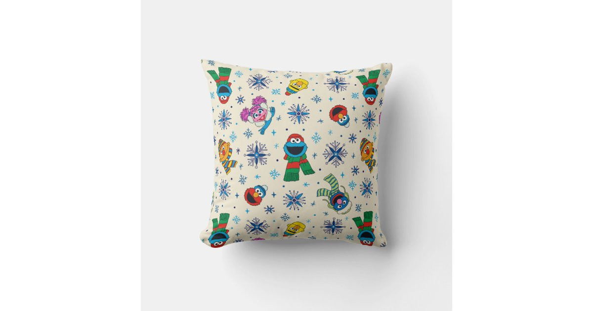 Sesame Street Christmas Snowflake Pattern Throw Pillow | Zazzle