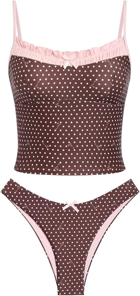 seamoly Women’s Cute Tankini Set Gingham Two Piece Swimsuits with Bow Back Tie Side Bottom | Amazon (US)