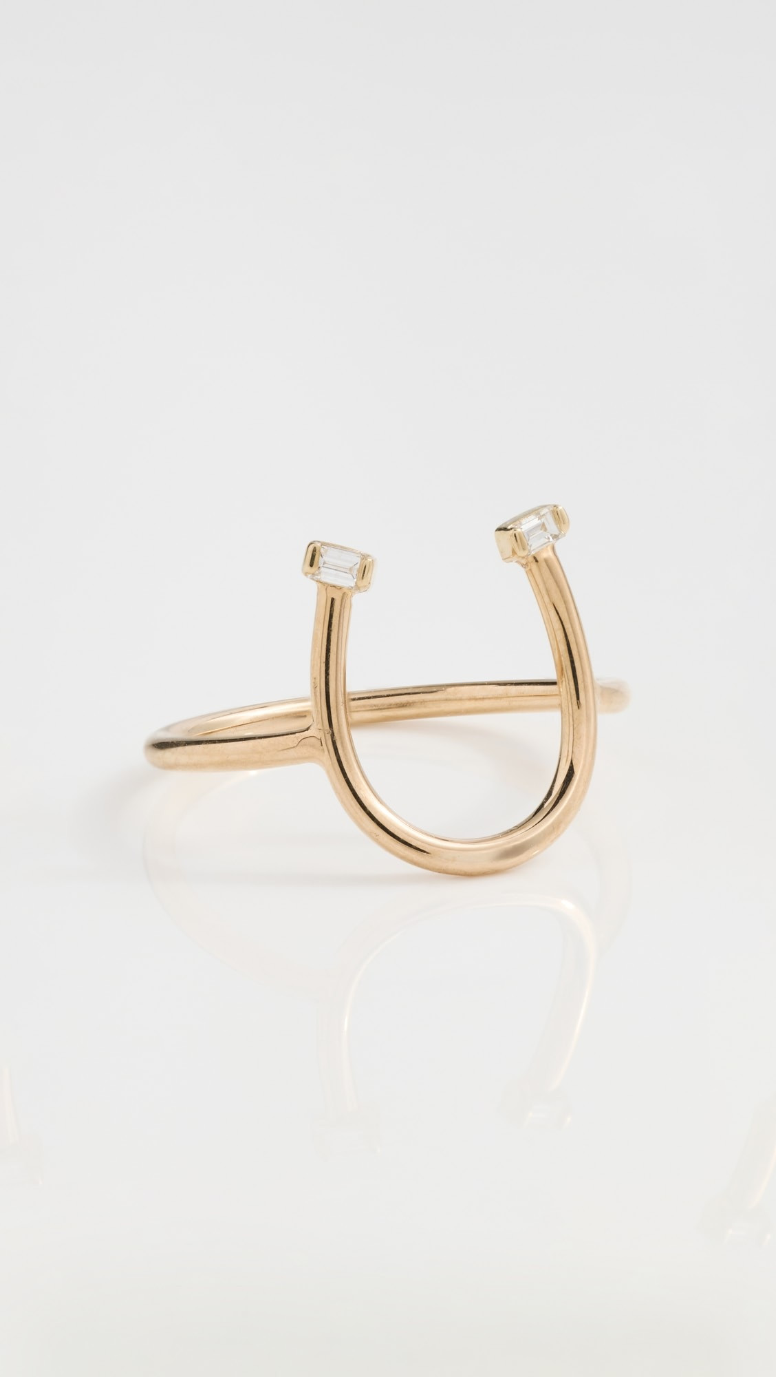 14k Gold Baguette Diamond Horseshoe Ring | Shopbop