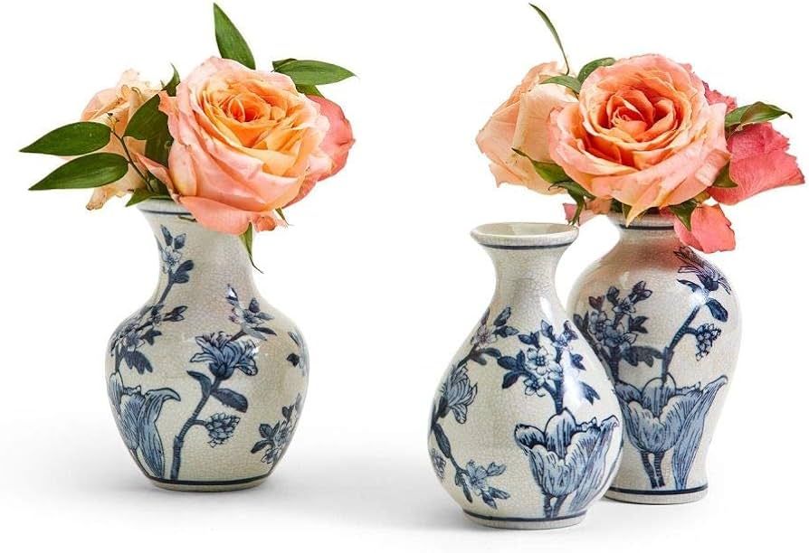 Two's Company Japanese Blossom Blue Set of 3 Small Vases | Amazon (US)