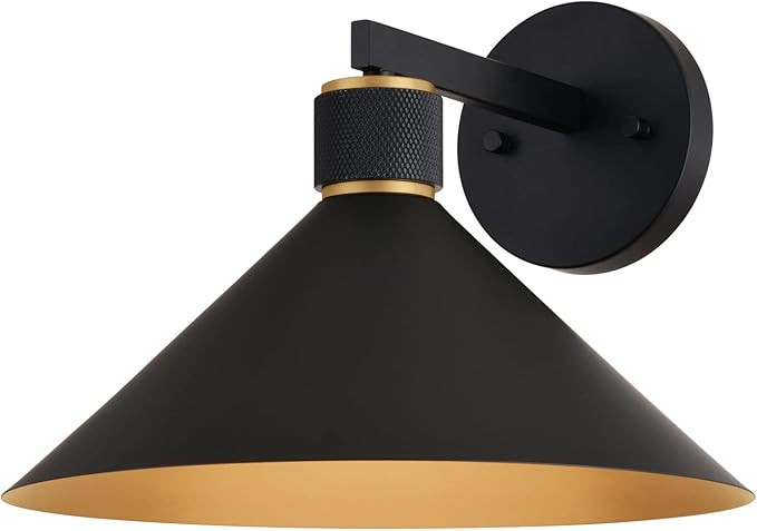 VAXCEL Dunbar 1 Light Matte Black and Gold Contemporary Outdoor Wall Sconce Metal Shade | Amazon (US)