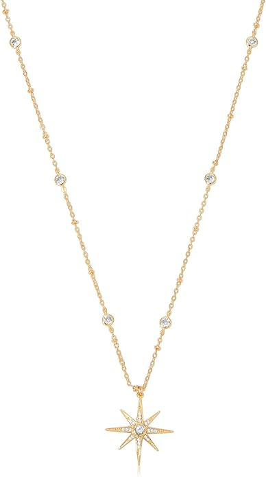 Ettika Gold Starburst Pendant Necklace. Long Necklaces for Women. 18k Gold Plated Necklace. Jewel... | Amazon (US)