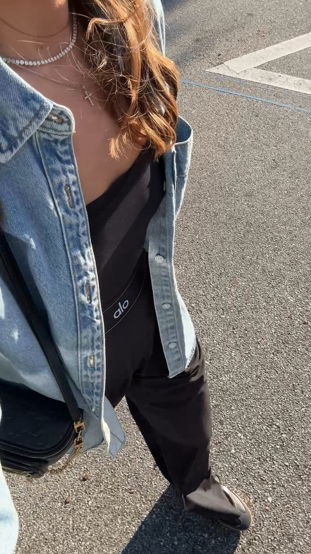 Casual outfit. Spring outfit. Winter outfit.  Mom outfit. What I wore to get a facial! Travel outfit. New soft target oversized denim shirt in XS. Alo suit up trouser pants in XXS - regular length 30” inseam. Adidas samba Jane run a smidge big but I didn’t size up - you can tighten the strap! 

#LTKdayinmylife #LTKTravel #LTKootd